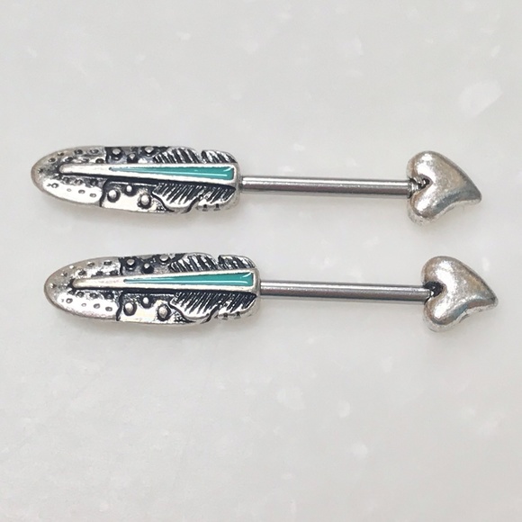 Jewelry - HEART ARROW NIPPLE RINGS BARBELLS 14 GAUGE NEW